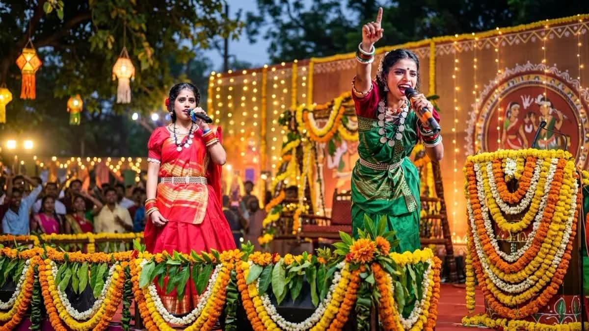 Teej Milan Samaroh cultural folk celebration stage in Pandariya Kabirdham