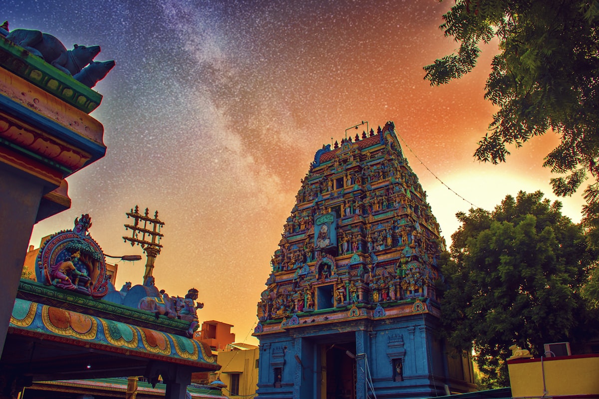 Historic entrance of Radha Krishna Mandir in central Kawardha